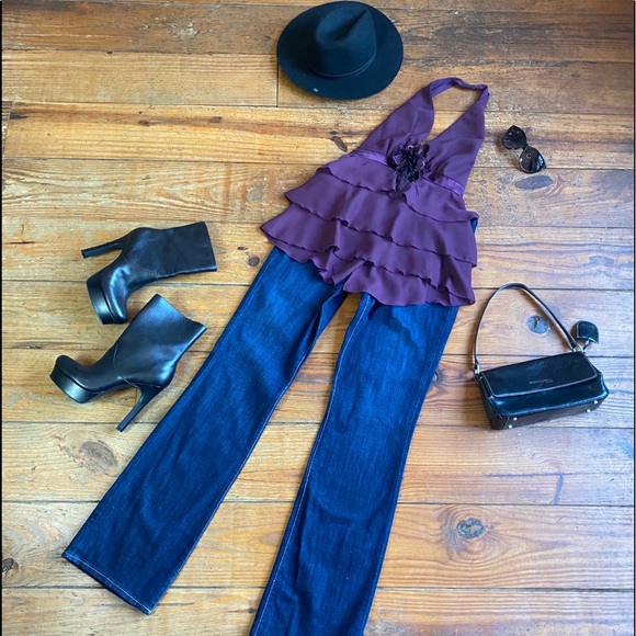 ❄️ Plum Chiffon Halter from JR Nites by Caliendo 8 - Picture 4 of 8